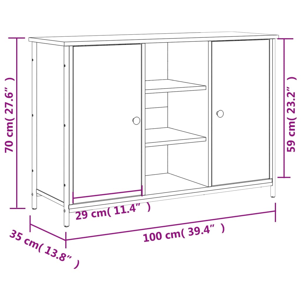 vidaXL Servantă, stejar sonoma, 100x35x70 cm, lemn prelucrat