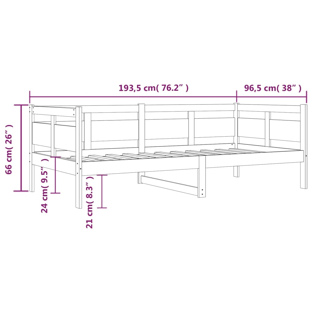 vidaXL Pat de zi, maro miere, 90x190 cm, lemn masiv de pin