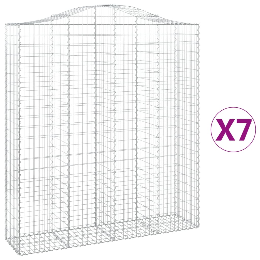 vidaXL Coșuri gabion arcuite, 7 buc, 200x50x220/240cm, fier galvanizat