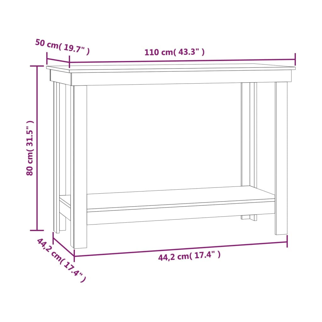 vidaXL Banc de lucru, alb, 110x50x80 cm, lemn masiv pin