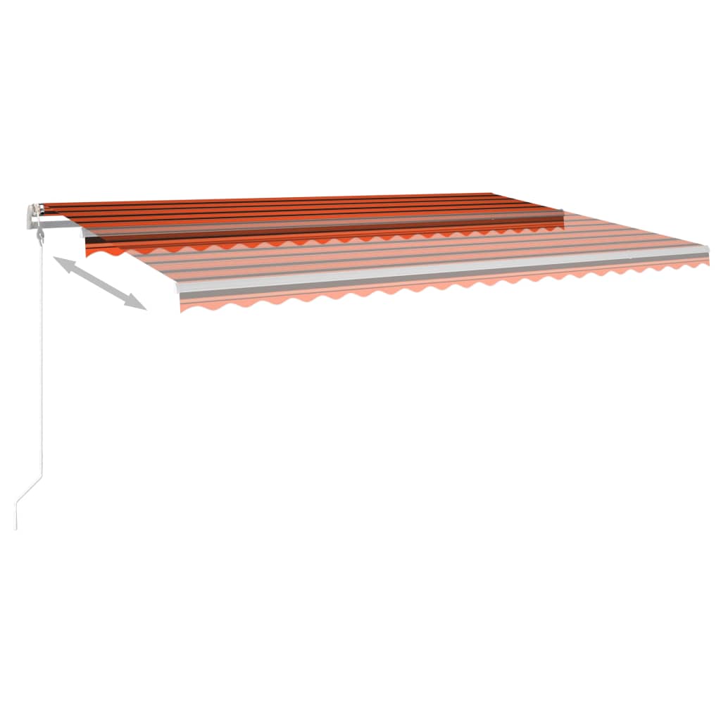 vidaXL Copertină retractabilă manual, cu stâlpi, portocaliu&maro 5x3 m