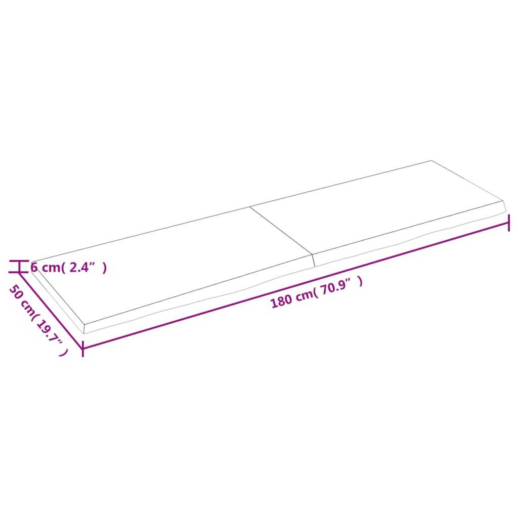 vidaXL Raft de perete maro deschis 180x50x(2-6) cm lemn stejar tratat