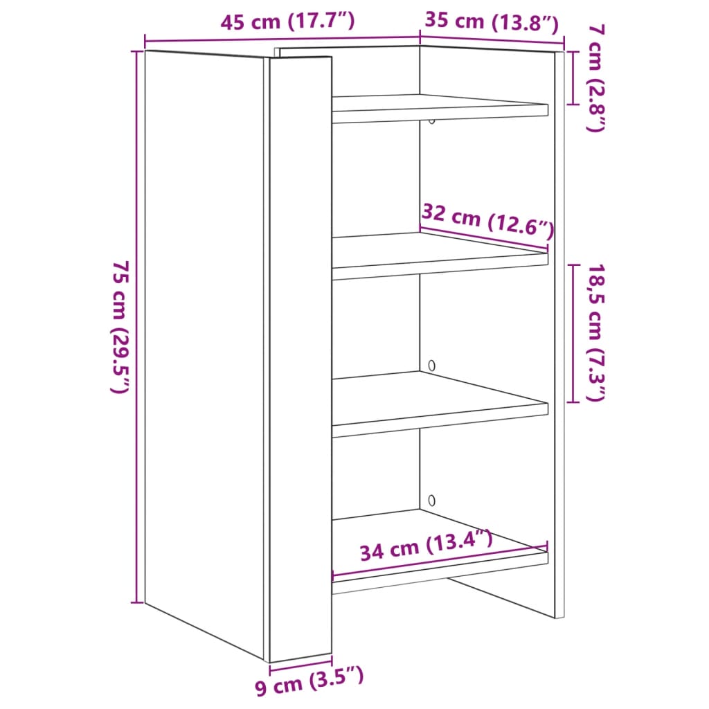 vidaXL Dulap, stejar sonoma, 45x35x75 cm, lemn prelucrat