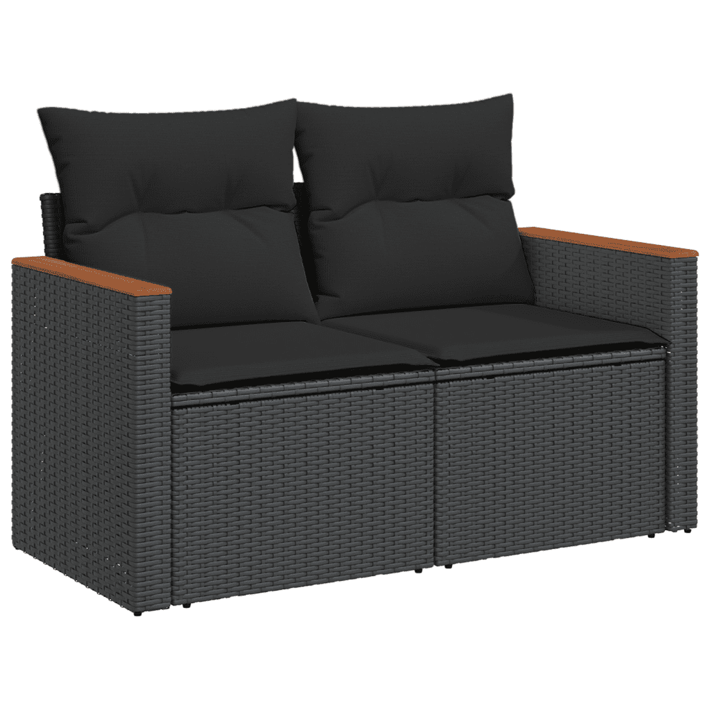 vidaXL Set canapele de grădină cu perne, 10 piese, negru, poliratan