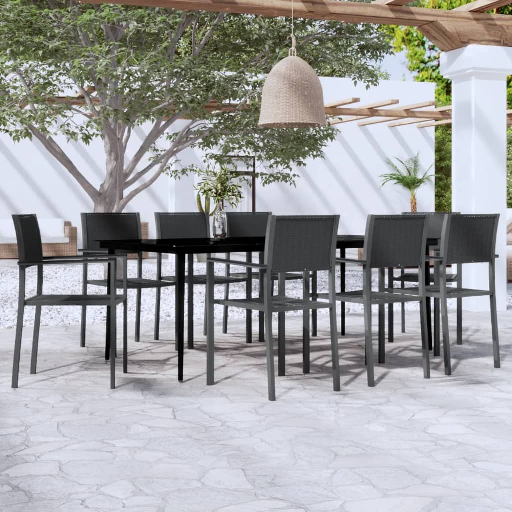 vidaXL Set mobilier de grădină, 9 piese, negru