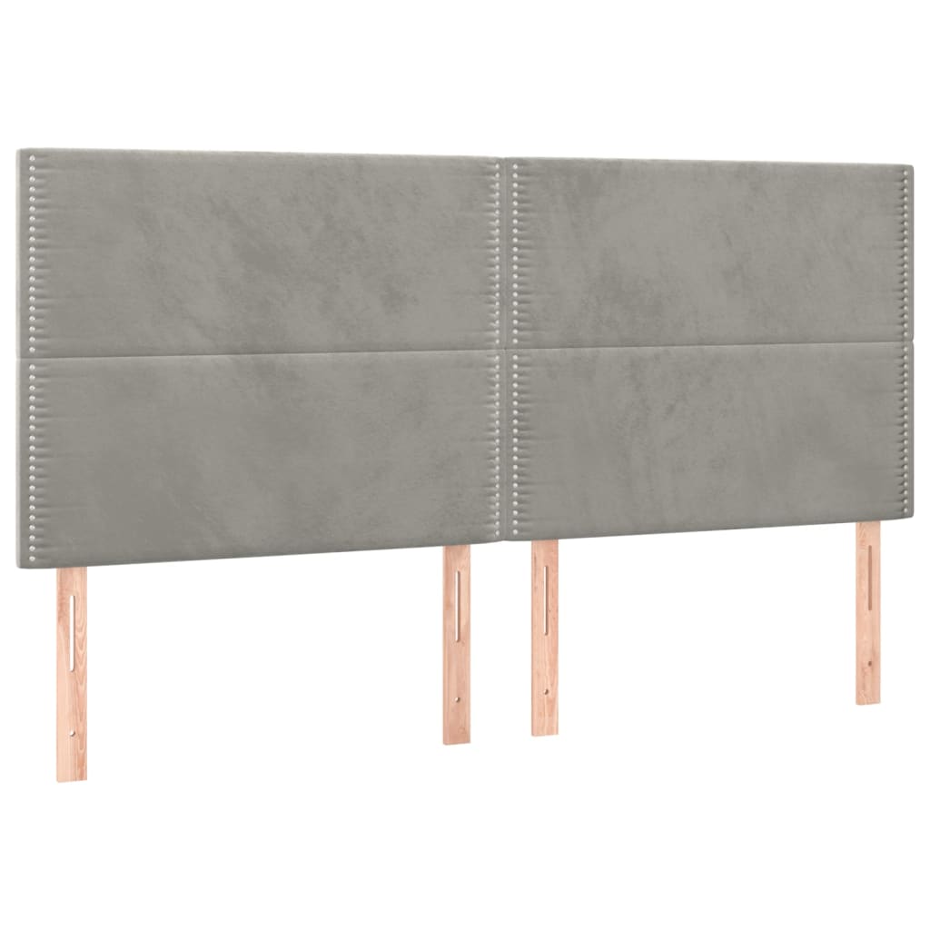 vidaXL Pat box spring cu saltea, gri deschis, 200x200 cm, catifea