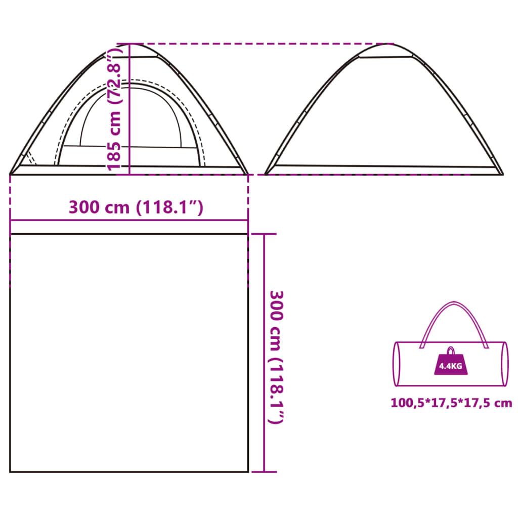 vidaXL Cort camping, 5 persoane, gri/oranj, setare rapidă