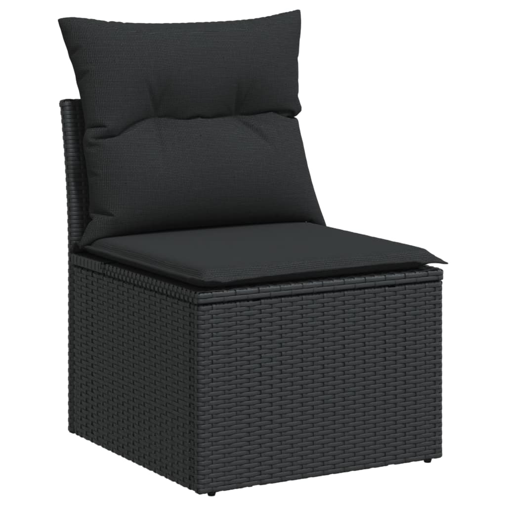 vidaXL Set mobilier de grădină cu perne, 8 piese, negru, poliratan