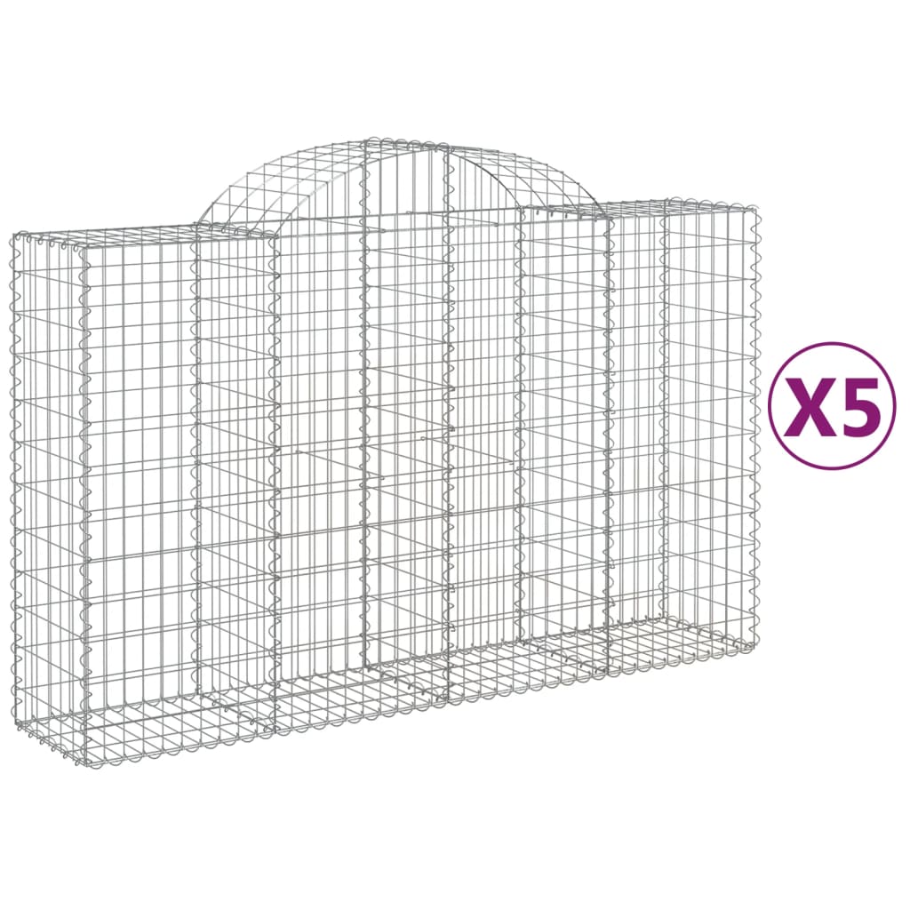 vidaXL Coșuri gabion arcuite 5 buc, 200x50x120/140 cm, fier galvanizat