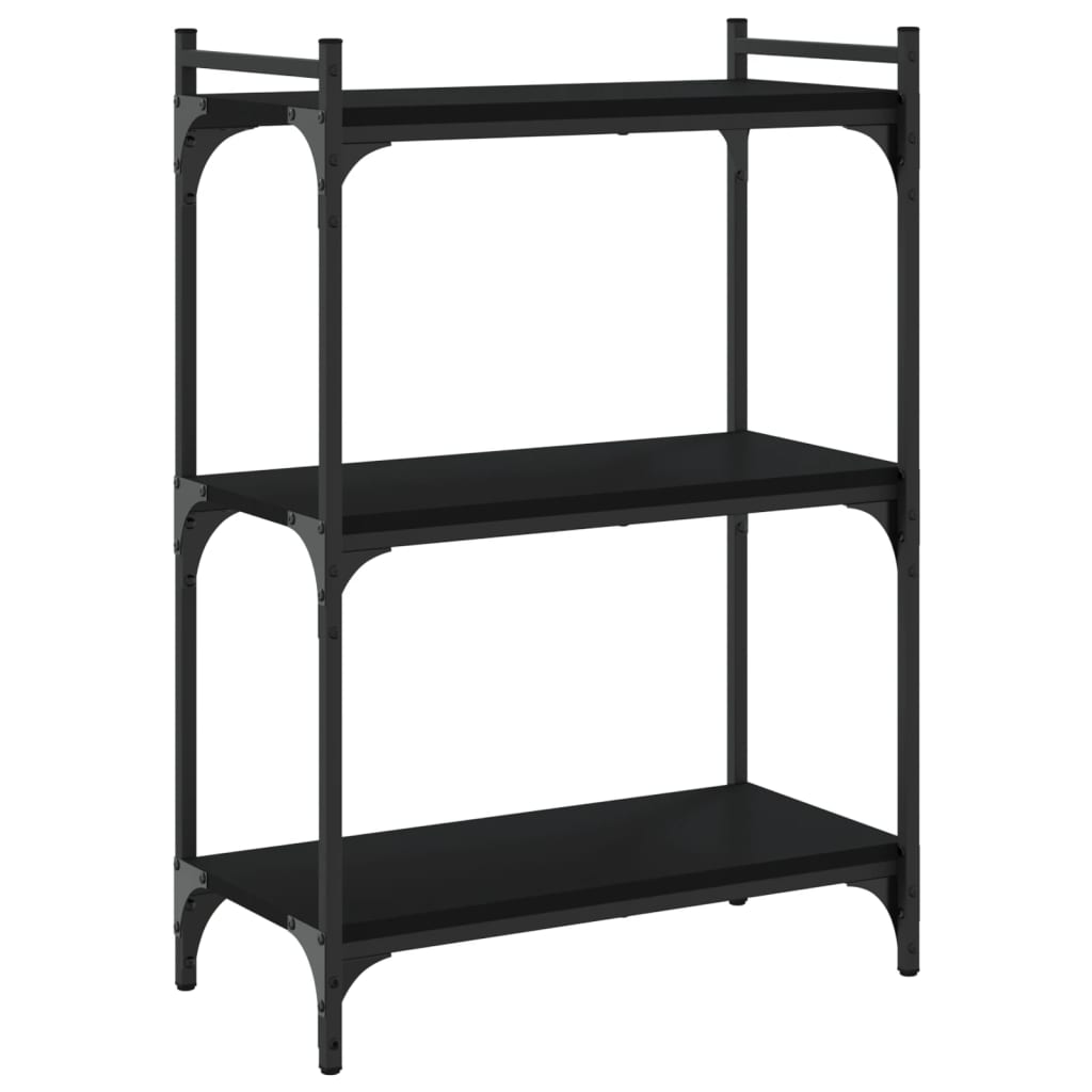 vidaXL Bibliotecă cu 3 niveluri, negru, 60x30x86 cm, lemn prelucrat