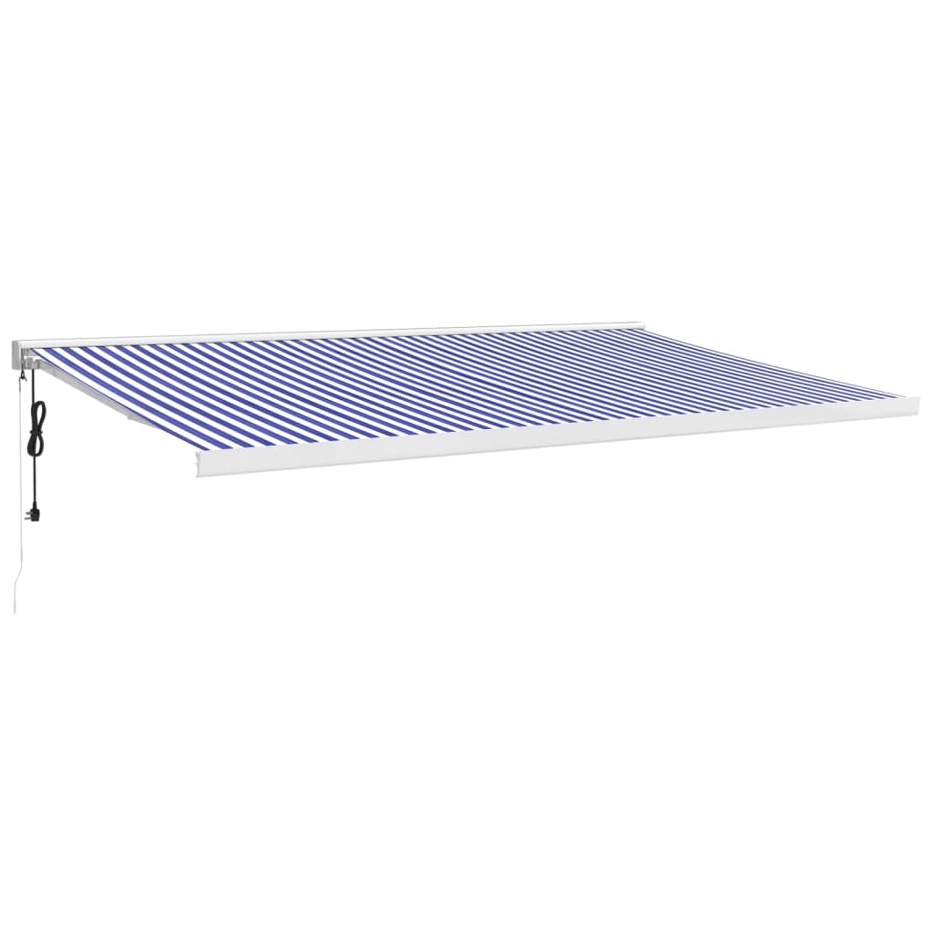 vidaXL Copertină retractabilă albastru/alb, 5x3 m, textil/aluminiu