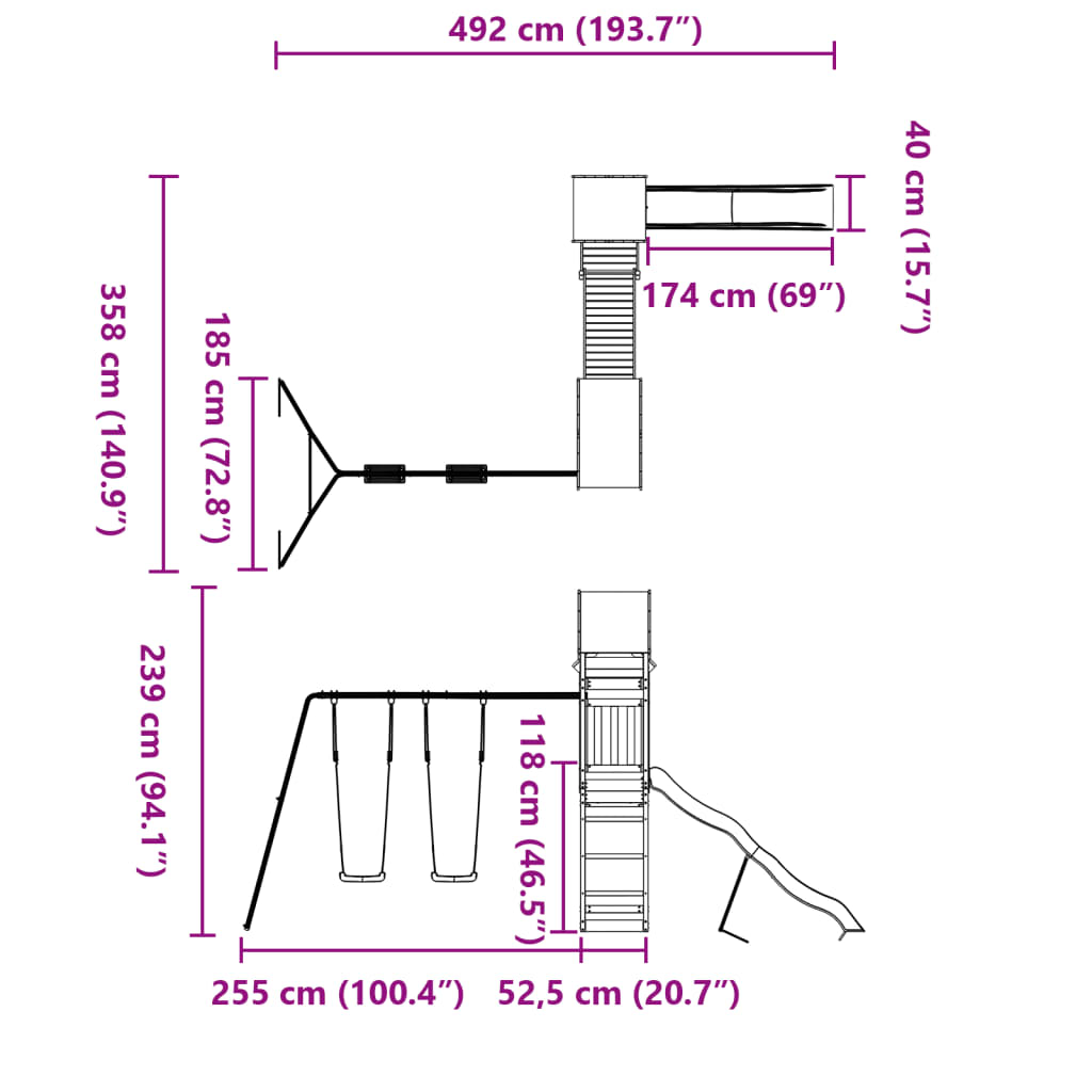 vidaXL Set de joacă pentru exterior, lemn de pin impregnat