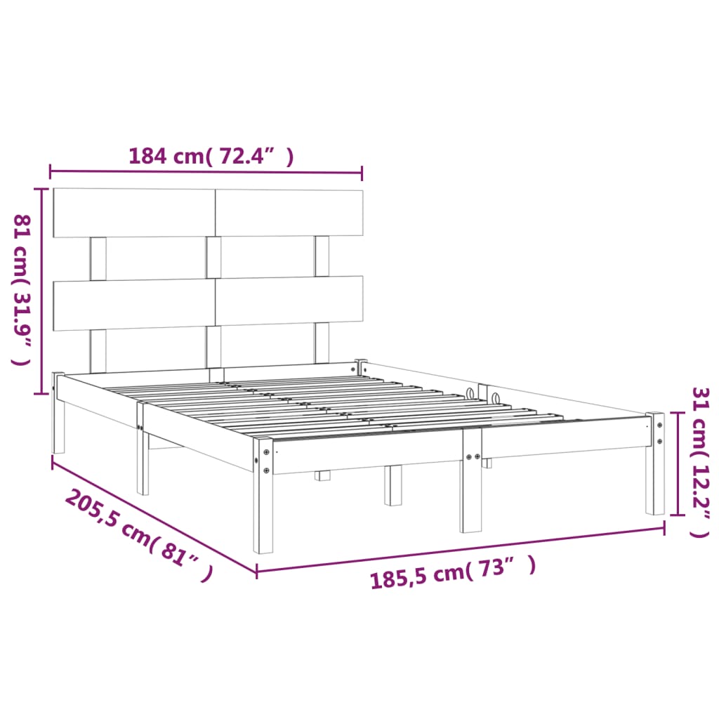 vidaXL Cadru de pat Super King, 180x200 cm, lemn masiv