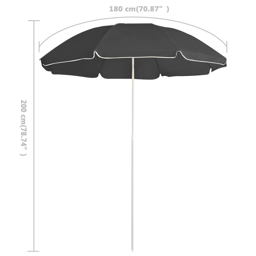 vidaXL Umbrelă de soare de exterior, stâlp din oțel, antracit, 180 cm