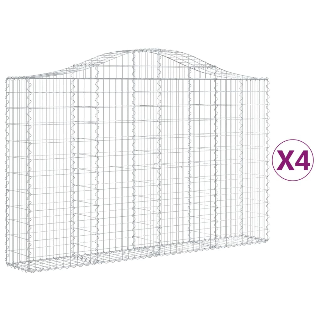 vidaXL Coșuri gabion arcuite 4 buc, 200x30x120/140 cm, fier galvanizat