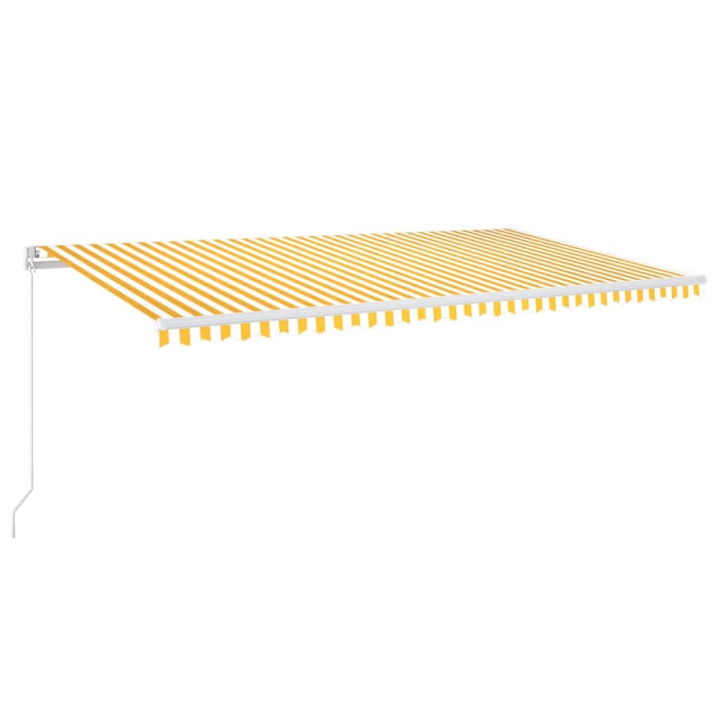 vidaXL Copertină retractabilă manual cu LED, galben și alb, 600x300 cm