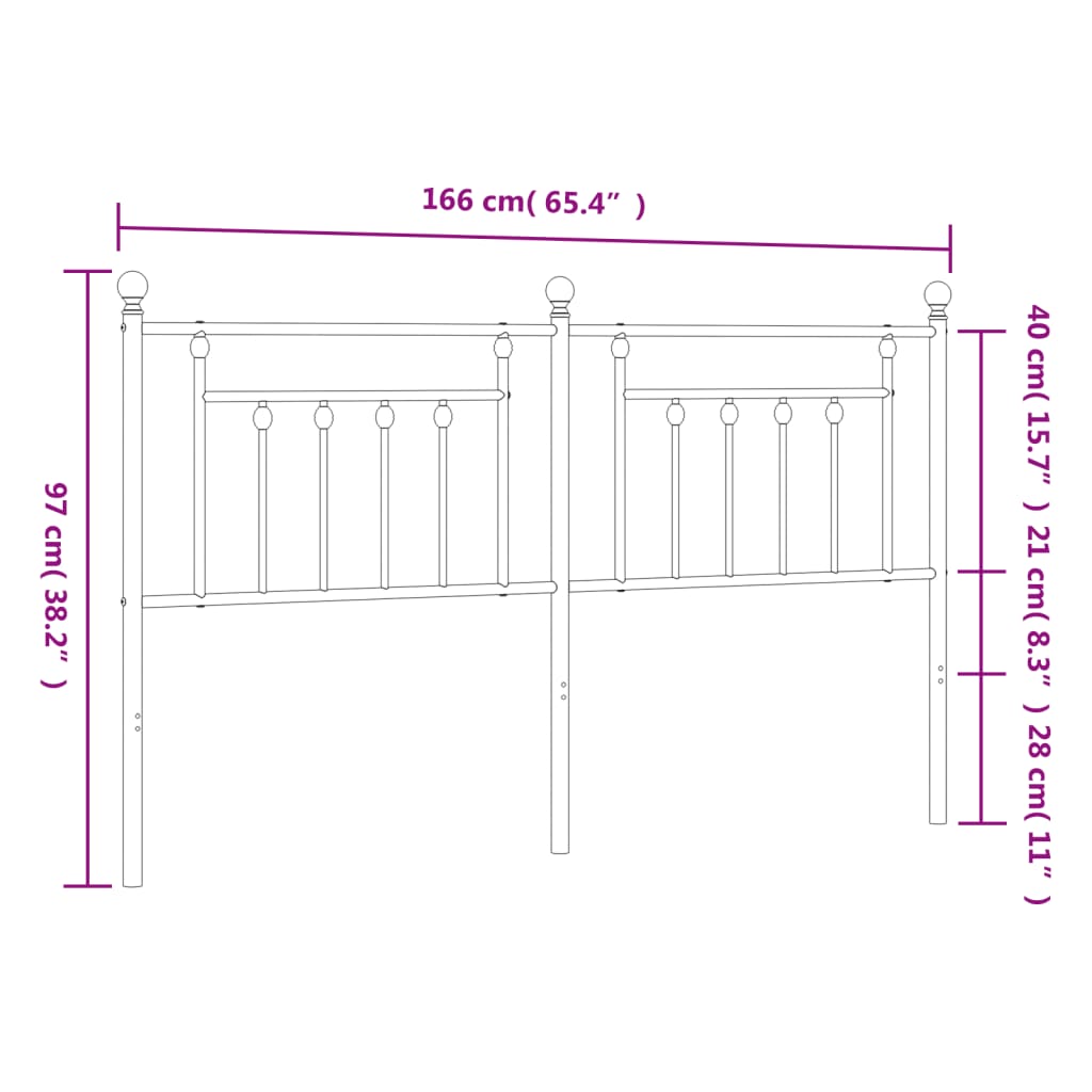 vidaXL Tăblie de pat metalică, alb, 160 cm