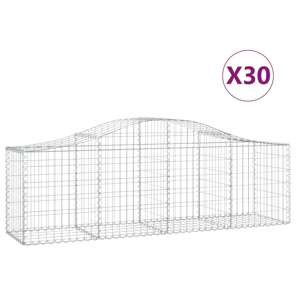 vidaXL Coșuri gabion arcuite 30 buc, 200x50x60/80 cm, fier galvanizat