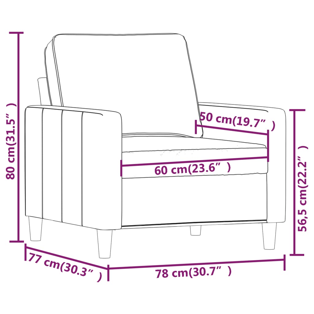 vidaXL Canapea de o persoană, Roz, 60 cm, catifea