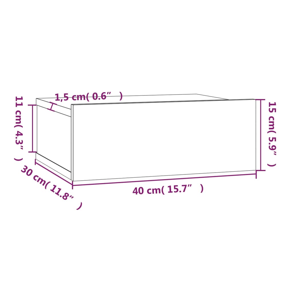 vidaXL Noptieră plutitoare, stejar fumuriu, 40x30x15 cm lemn prelucrat