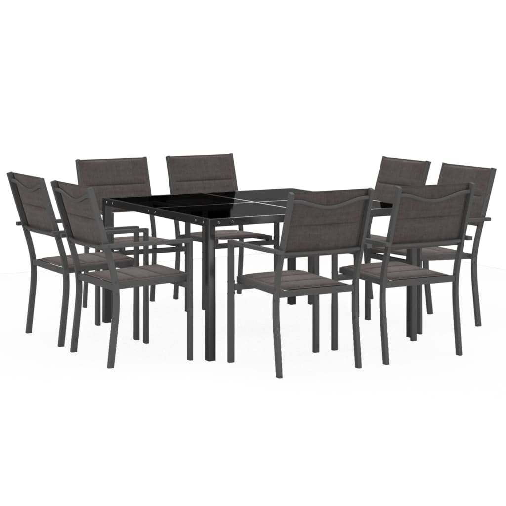 vidaXL Set mobilier de exterior, 9 piese, oțel