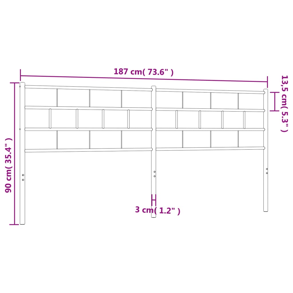 vidaXL Tăblie de pat metalică, alb, 180 cm