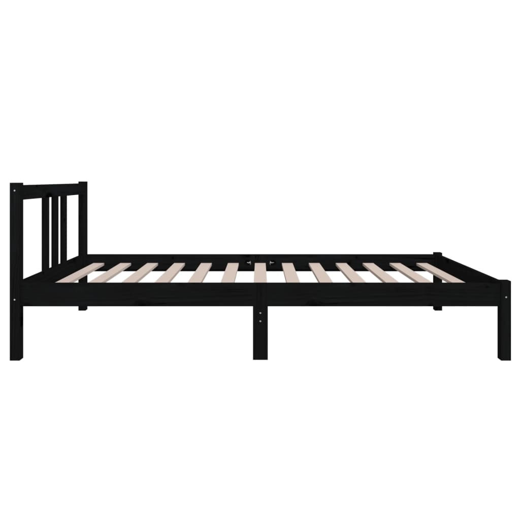 vidaXL Cadru de pat single, negru, 90x190 cm, lemn masiv