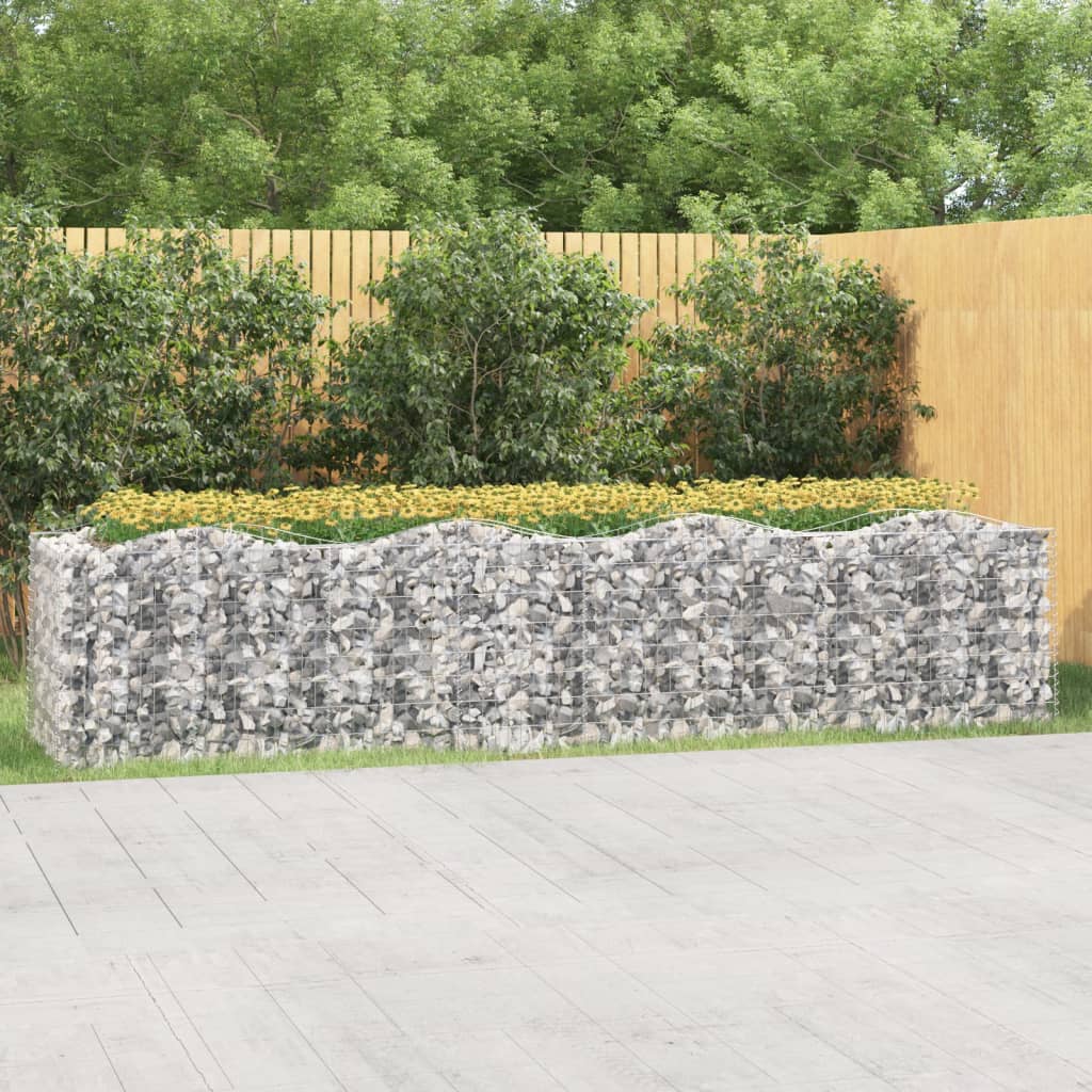 vidaXL Strat înălțat cu gabion arcuit, 400x100x100 cm, fier galvanizat