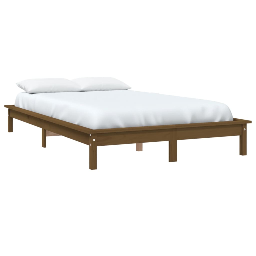 vidaXL Cadru de pat, maro miere, 140x190 cm, lemn masiv de pin