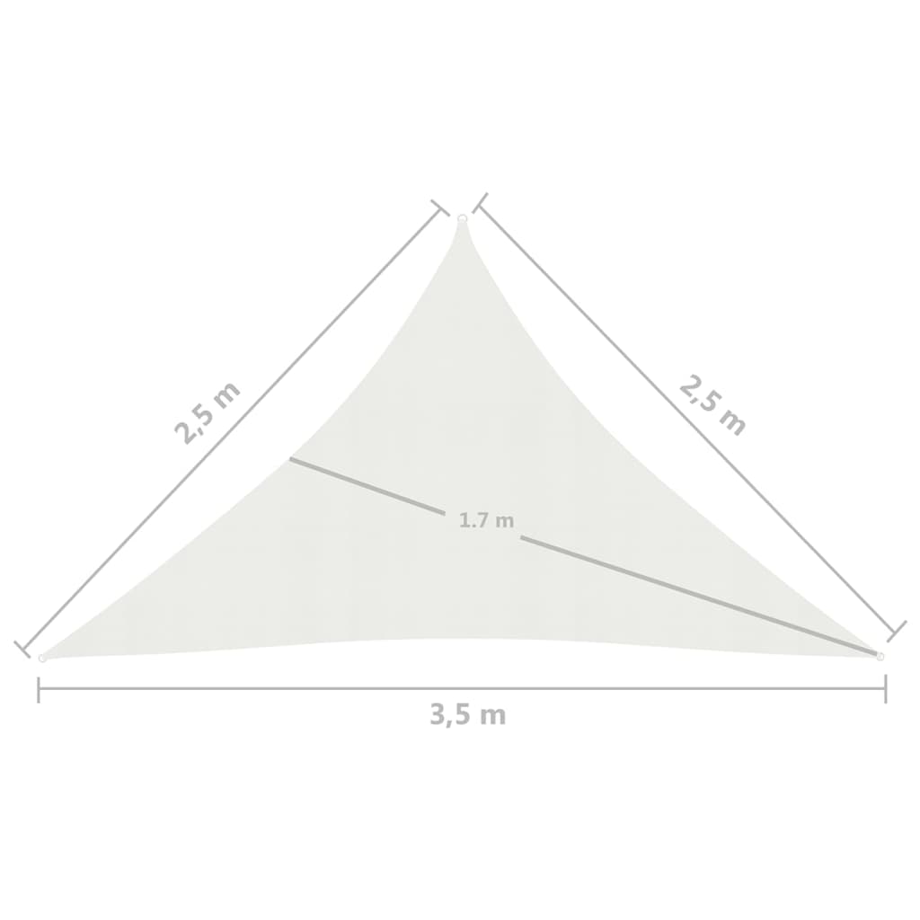 vidaXL Pânză parasolar, alb, 2,5 x 2,5 x 3,5 m, HDPE, 160 g/m²