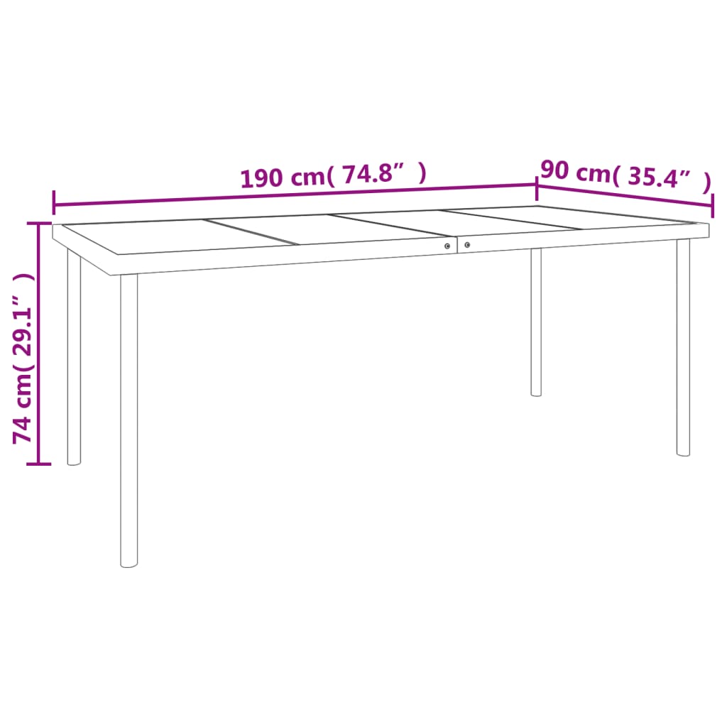 vidaXL Set mobilier de grădină, 9 piese, negru, oțel și textilenă