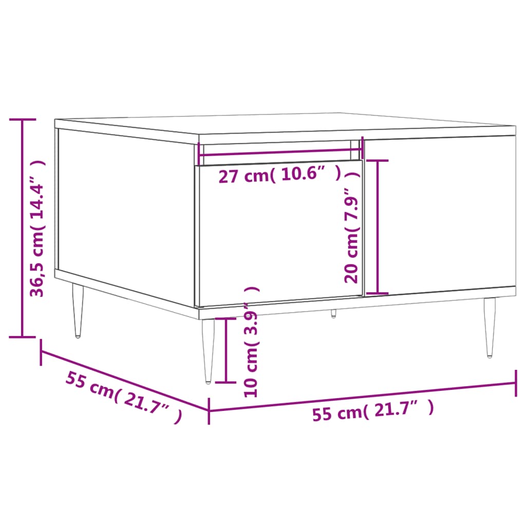 vidaXL Măsuță de cafea, gri beton, 55x55x36,5 cm, lemn prelucrat