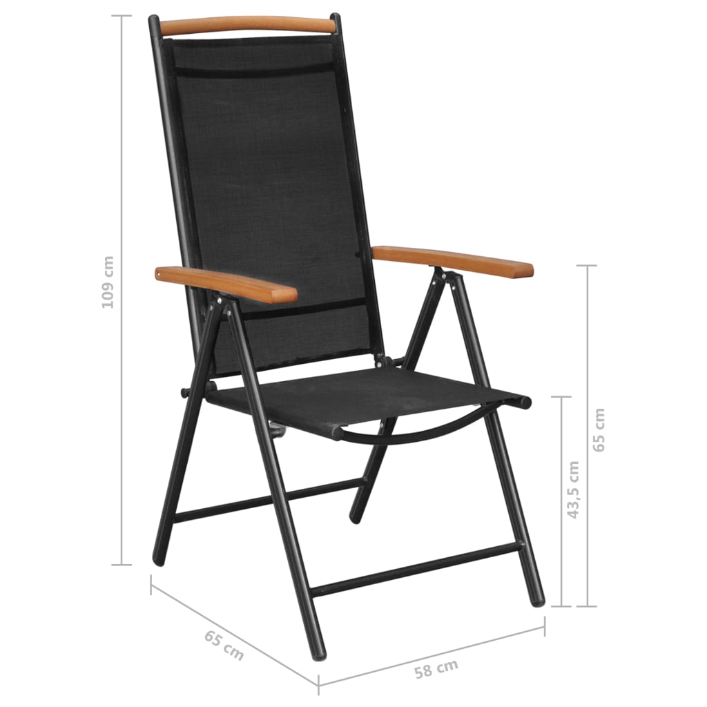 vidaXL Set mobilier pentru grădină, 7 piese, negru, aluminiu