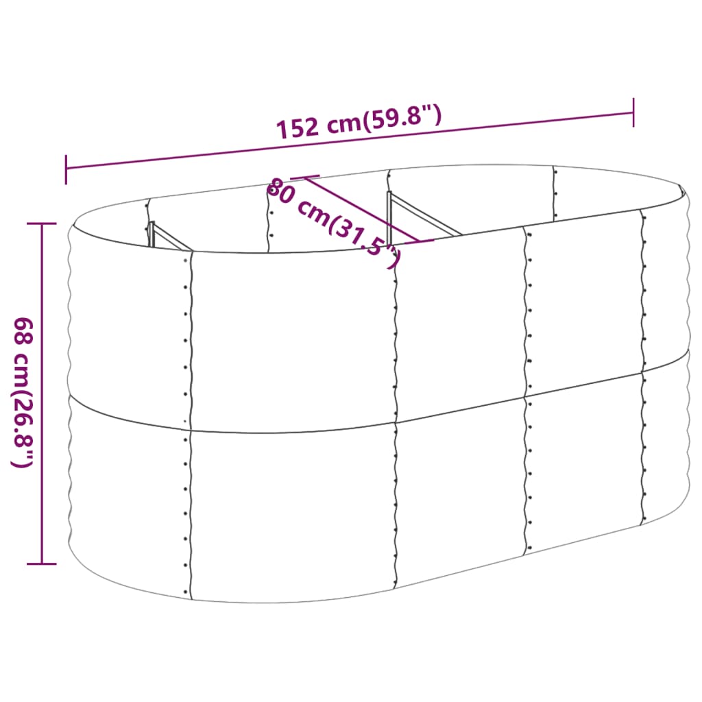 vidaXL Strat înălțat grădină 152x80x68 cm oțel vopsit electrostatic