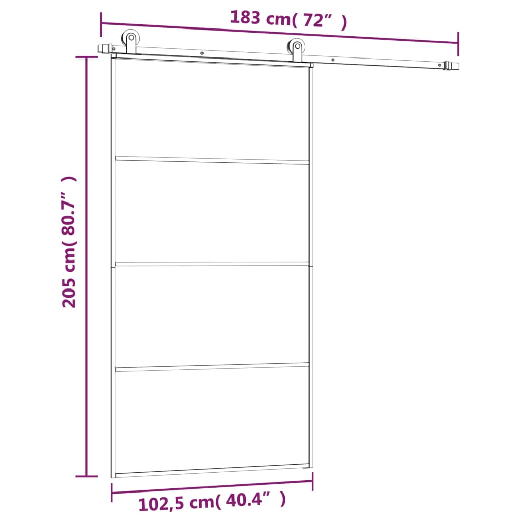 vidaXL Ușă glisantă cu set feronerie 102,5x205 cm sticlă ESG/aluminiu