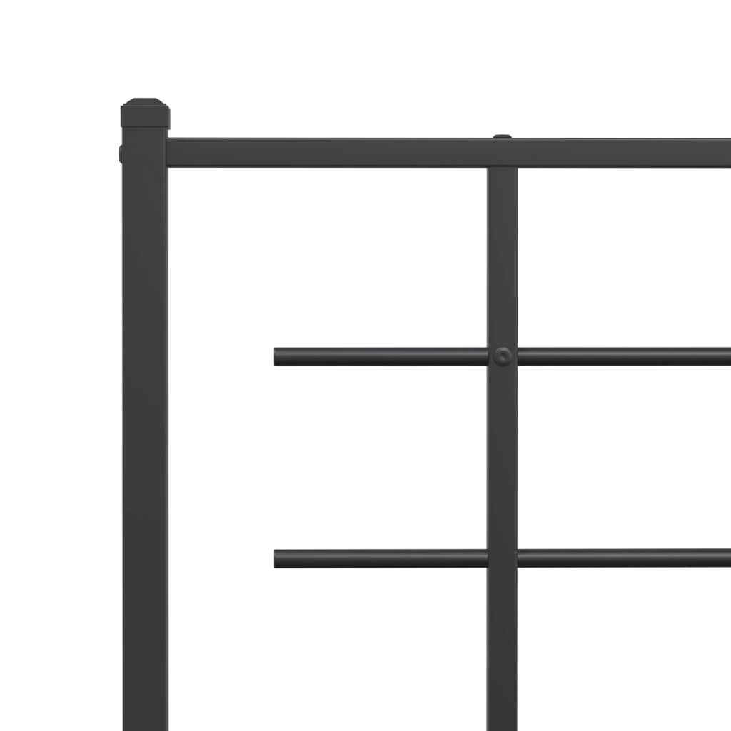 vidaXL Cadru pat metalic cu tăblie de cap/picioare, negru, 140x190 cm