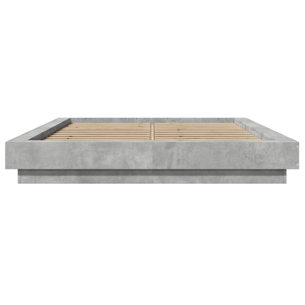 vidaXL Cadru de pat, gri beton, 140x190 cm, lemn prelucrat