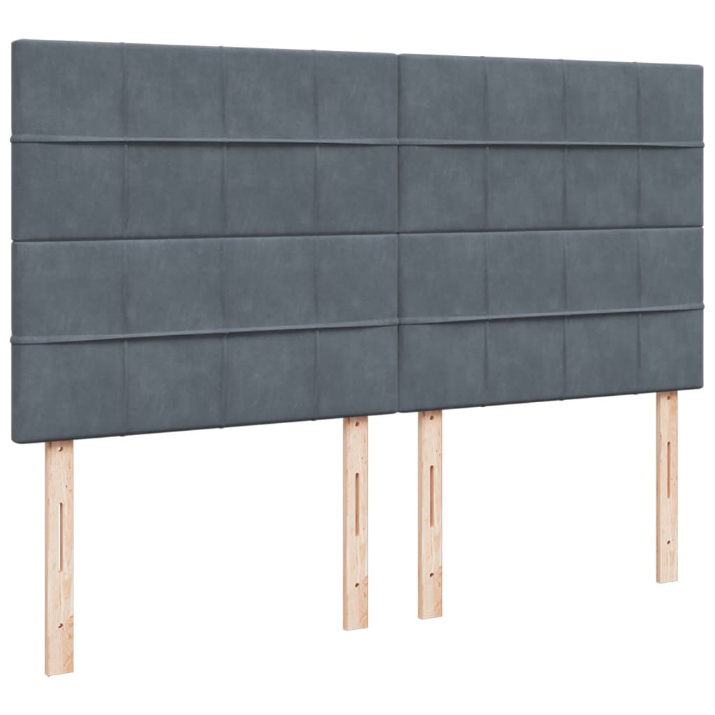 vidaXL Pat box spring cu saltea, gri închis, 200x200 cm, catifea