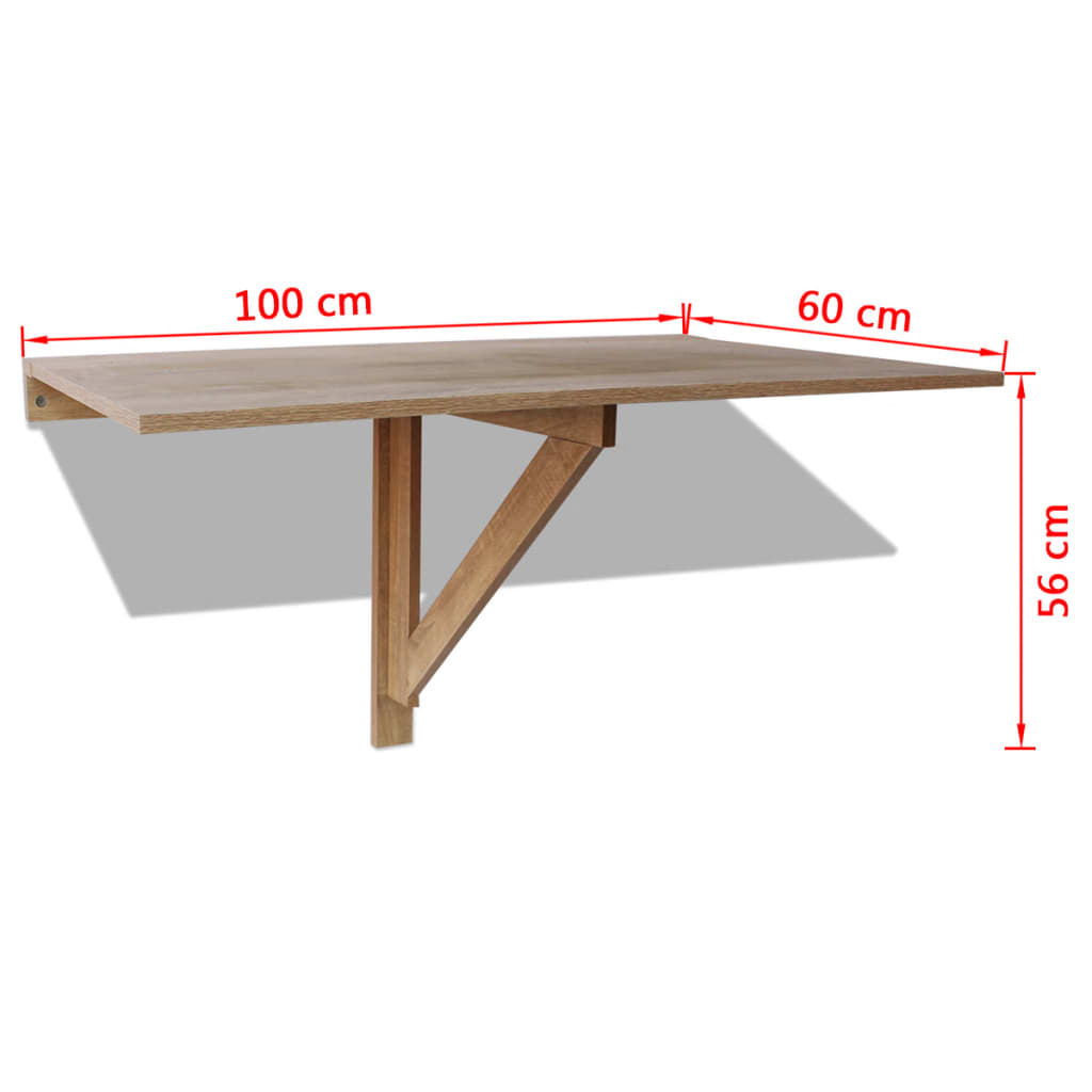 vidaXL Masă de perete pliabilă, culoare stejar, 100 x 60 cm