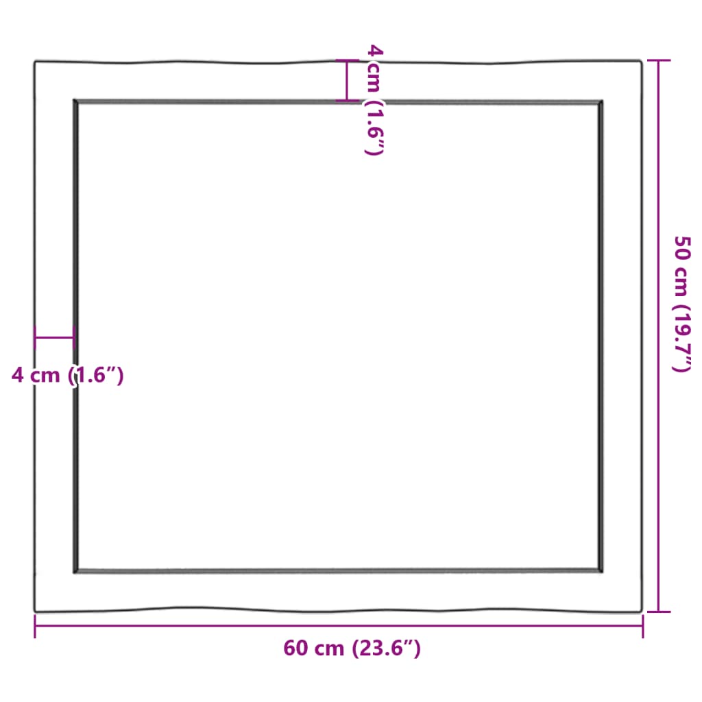 vidaXL Blat masă 60x50x(2-4) cm lemn stejar netratat contur organic