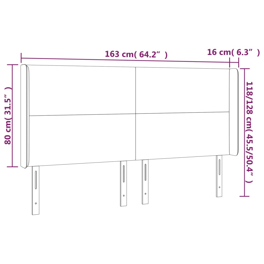 vidaXL Tăblie de pat cu aripioare, negru, 163x16x118/128 cm, piele eco