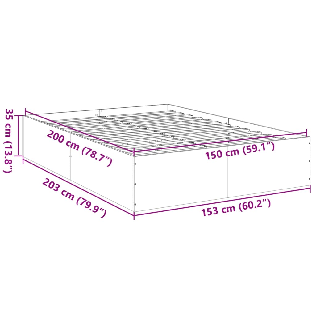 vidaXL Cadru de pat, stejar maro, 150x200 cm, lemn prelucrat