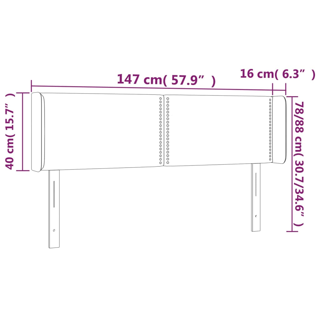 vidaXL Tăblie de pat cu aripioare gri închis 147x16x78/88 cm textil