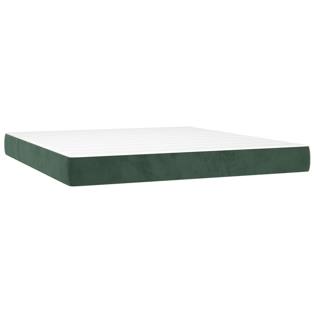 vidaXL Pat box spring cu saltea, verde închis, 160x200 cm, catifea