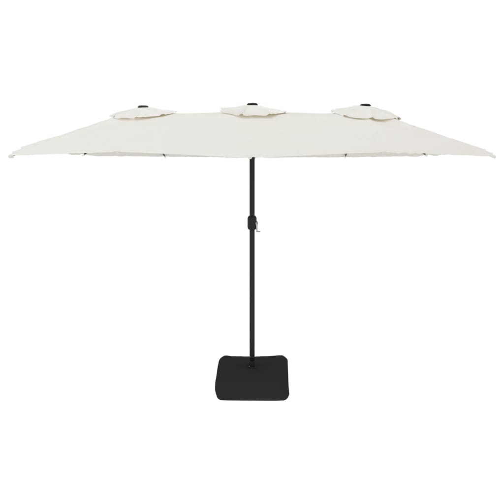 vidaXL Umbrelă de grădină cu două capete/LED, alb nisipiu, 449x245 cm