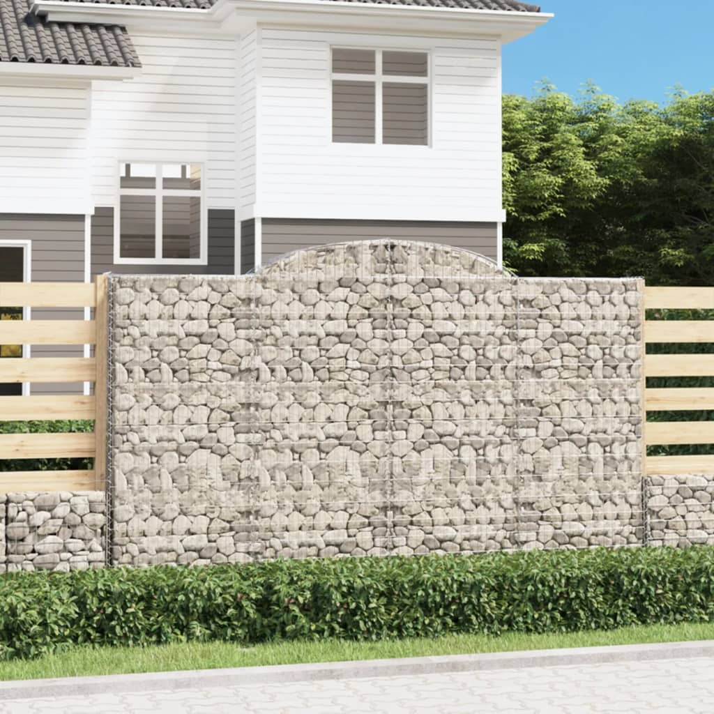 vidaXL Coșuri gabion arcuite 2 buc, 300x50x180/200 cm, fier galvanizat