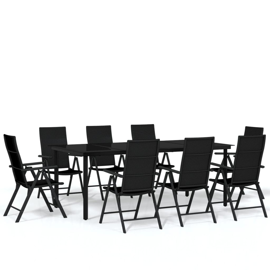 vidaXL Set mobilier de grădină, 9 piese, negru