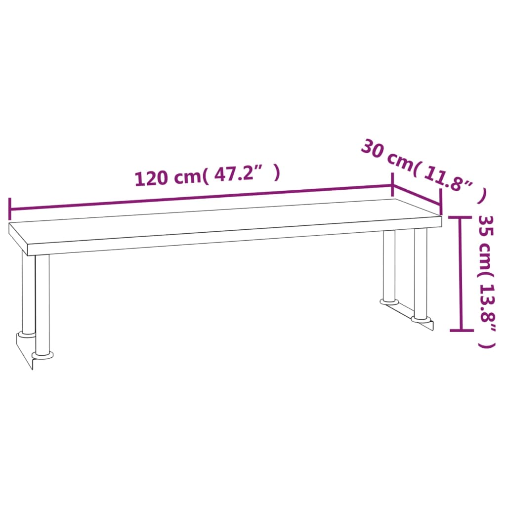 vidaXL Masă bucătărie cu raft superior, 120x60x115 cm, oțel inoxidabil