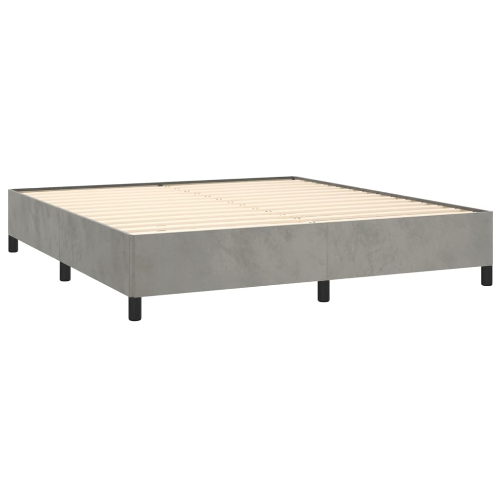 vidaXL Pat box spring cu saltea, gri deschis, 180x200 cm, catifea