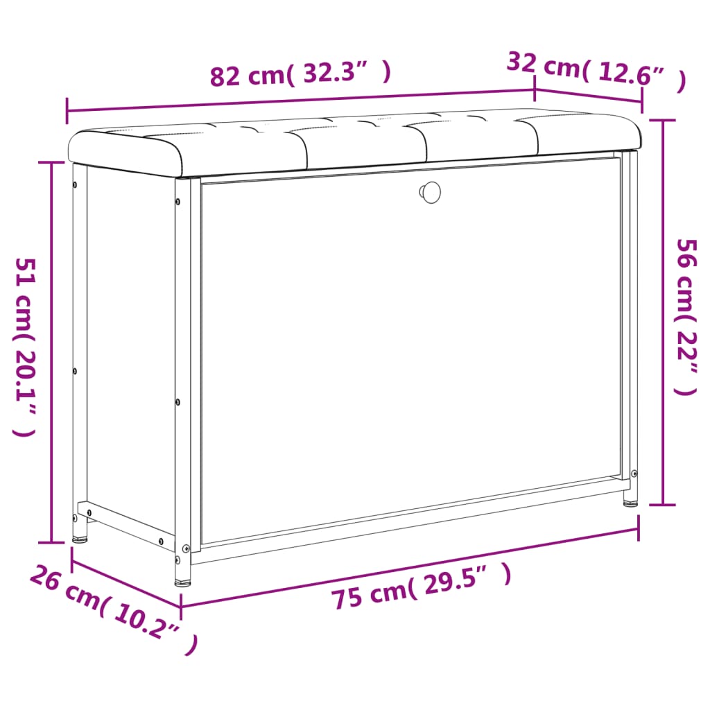 vidaXL Bancă pantofi cu sertar rabatabil, stejar fumuriu, 82x32x56 cm